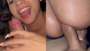 Menina faz sexo oral e depois cavalga por cima com o bumbum