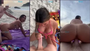 Garota novinha Karol Rosado transando na praia com plateia assistindo