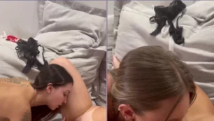 Tati Formento junto com uma amiga loira gostosa curtindo um menage