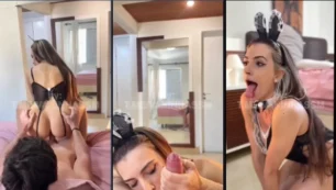 Sarah Caus fudendo gostoso e recebendo um jato de esperma do parceiro