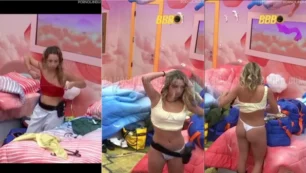 Flagras da Samira Sagr peladinha no BBB26 mostrando os peitinhos