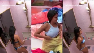 Gabriela Saporito pelada foi flagrada mostrando o peitinho no BBB 26