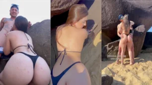 Marcela dando uns amassos na praia, bem discretinha, só entre nós!