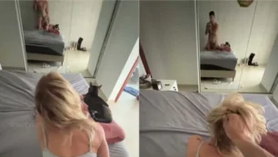 Sabrina de Martini, a musa loira, dando aquela reboladinha de quatro