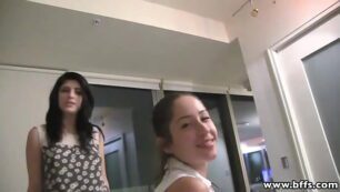 Joung horny girls havong pyjamas party with