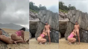Jana Jenner, toda soltinha, tá se divertindo na praia, se jogando e aproveitando tudo que tem por lá