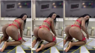 Tati, a morena arrasando, dançando de quatro de um jeito irresistível!