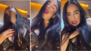 Estefania Salazar, uma morena irresistível com um corpão, arrasando em sua calcinha preta cheia de charme
